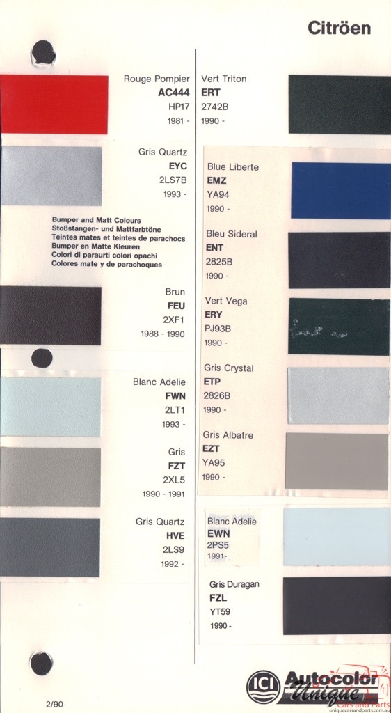 1981 - 1995 Citroen Paint Charts Autocolor 2